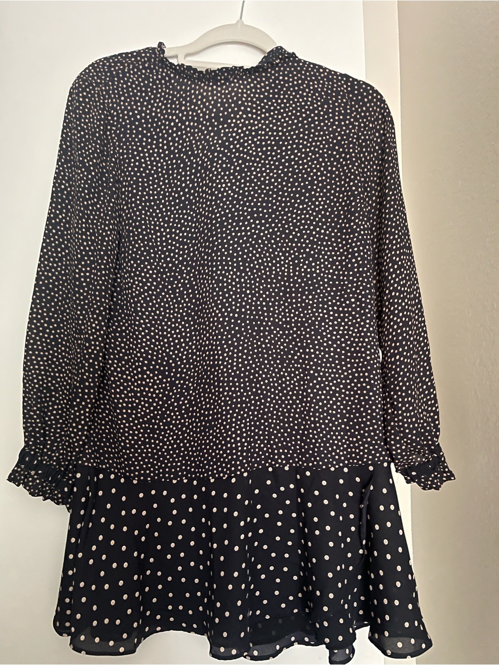 Black Polka Dot Ruffle Hem Dress from Zara